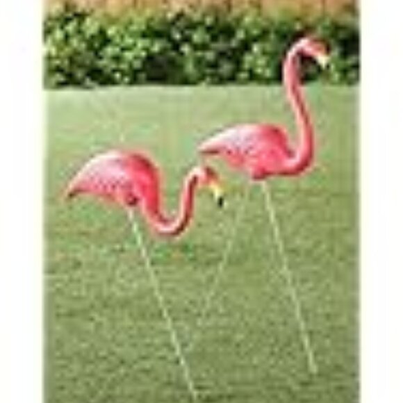 Featherstone, Pink Flamingo Yard Lawn Ornaments - Set of 2 - Picture 4 of 8